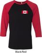 Mens Canada Tee Canadian Flag Pocket Print Raglan Shirt