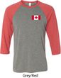 Mens Canada Tee Canadian Flag Pocket Print Raglan Shirt
