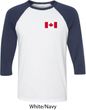 Mens Canada Tee Canadian Flag Pocket Print Raglan Shirt