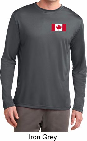 Mens Canadian Flag Pocket Print Dry Wicking Long Sleeve