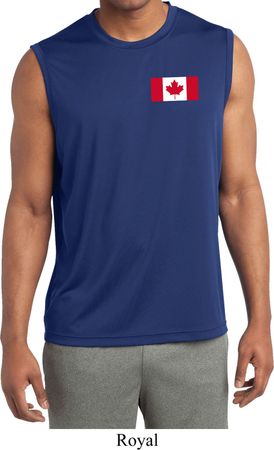 Mens Canadian Flag Pocket Print Dry Wicking Sleeveless Shirt