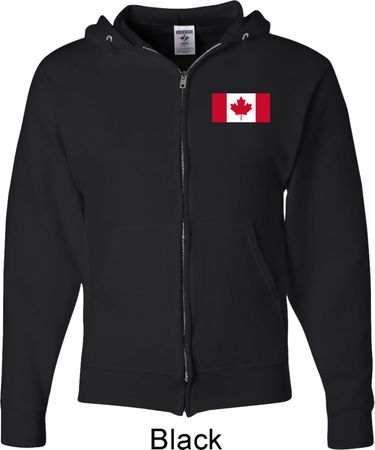 Mens Canadian Flag Pocket Print Full Zip Hoodie