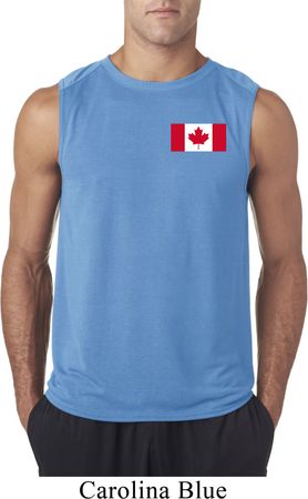 Mens Canadian Flag Pocket Print Sleeveless Shirt
