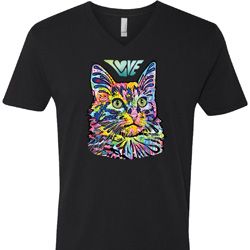 Mens Cat Tee Love Cat V-neck Shirt