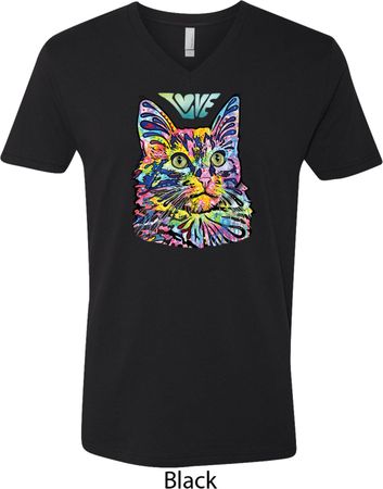 Mens Cat Tee Love Cat V-neck Shirt
