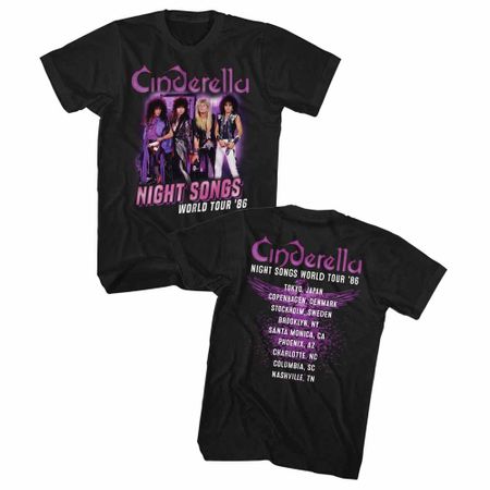 Mens Cinderella '86 World Tour T-shirt - Black