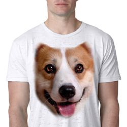 Mens Corgi Shirt Big Corgi Face White Burnout T-Shirt Mens Corgi Shirt Big Corgi Face White Burnout T-Shirt