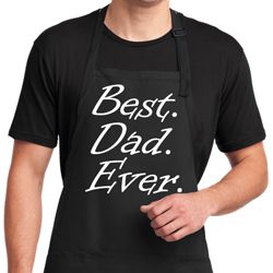 Mens Dad Best Dad Ever White Print Full Length Apron with Pockets