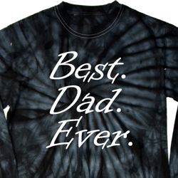 Mens Dad Shirt Best Dad Ever White Print Long Sleeve Tie Dye T-shirt