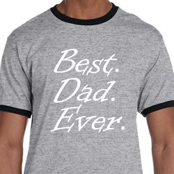 Mens Dad Shirt Best Dad Ever White Print Ringer Tee T-Shirt