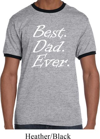 Mens Dad Shirt Best Dad Ever White Print Ringer Tee T-Shirt