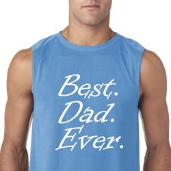 Mens Dad Shirt Best Dad Ever White Print Sleeveless Tee T-Shirt