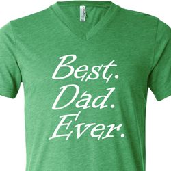 Mens Dad Shirt Best Dad Ever White Print Tri Blend V-neck Tee T-Shirt