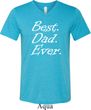 Mens Dad Shirt Best Dad Ever White Print Tri Blend V-neck Tee T-Shirt