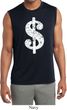 Mens Distressed Dollar Sign Sleeveless Moisture Wicking Tee T-Shirt