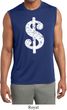 Mens Distressed Dollar Sign Sleeveless Moisture Wicking Tee T-Shirt