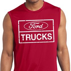 Mens Distressed Ford Trucks Sleeveless Moisture Wicking Shirt Mens Distressed Ford Trucks Sleeveless Moisture Wicking Shirt