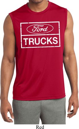 Mens Distressed Ford Trucks Sleeveless Moisture Wicking Shirt