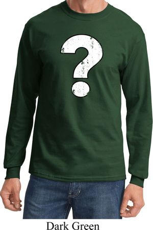 Mens Distressed Question Long Sleeve Shirt