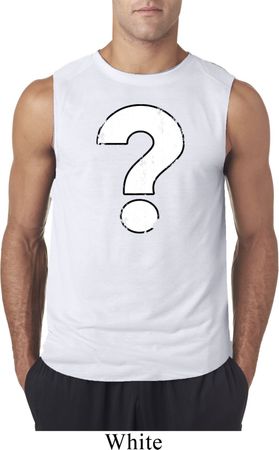 Mens Distressed Question Sleeveless Shirt