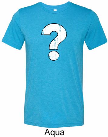 Mens Distressed Question Tri Blend Crewneck Shirt