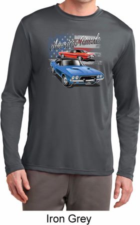 Mens Dodge American Muscle Blue and Red Dry Wicking Long Sleeve Shirt