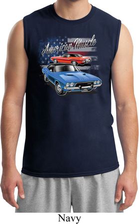 Mens Dodge American Muscle Blue and Red Muscle Shirt