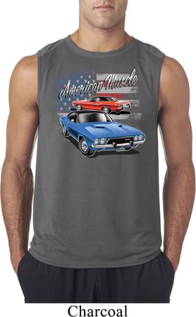 Mens Dodge American Muscle Blue and Red Sleeveless Shirt