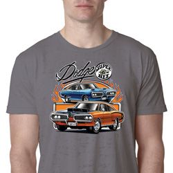 Mens Dodge Blue and Orange Super Bee Burnout Shirt Mens Dodge Blue and Orange Super Bee Burnout Shirt