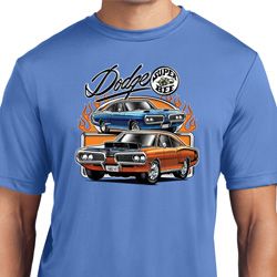 Mens Dodge Blue and Orange Super Bee Dry Wicking T-shirt Mens Dodge Blue and Orange Super Bee Dry Wicking T-shirt