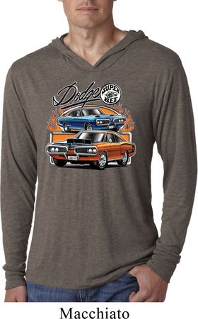 Mens Dodge Blue and Orange Super Bee Lightweight Hoodie Tee
