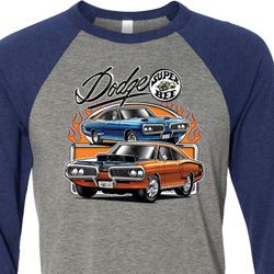 Mens Dodge Blue and Orange Super Bee Raglan Mens Dodge Blue and Orange Super Bee Raglan