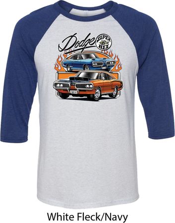 Mens Dodge Blue and Orange Super Bee Raglan
