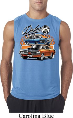 Mens Dodge Blue and Orange Super Bee Sleeveless Shirt