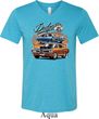 Mens Dodge Blue and Orange Super Bee Tri Blend V-neck