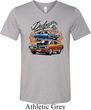 Mens Dodge Blue and Orange Super Bee Tri Blend V-neck