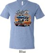 Mens Dodge Blue and Orange Super Bee Tri Blend V-neck