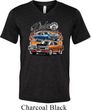 Mens Dodge Blue and Orange Super Bee Tri Blend V-neck