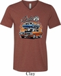 Mens Dodge Blue and Orange Super Bee Tri Blend V-neck