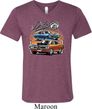 Mens Dodge Blue and Orange Super Bee Tri Blend V-neck