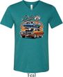 Mens Dodge Blue and Orange Super Bee Tri Blend V-neck