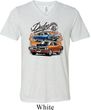 Mens Dodge Blue and Orange Super Bee Tri Blend V-neck