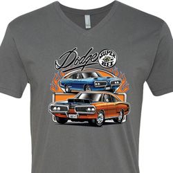 Mens Dodge Blue and Orange Super Bee V-neck Mens Dodge Blue and Orange Super Bee V-neck