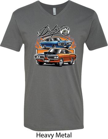 Mens Dodge Blue and Orange Super Bee V-neck