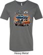 Mens Dodge Blue and Orange Super Bee V-neck