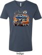 Mens Dodge Blue and Orange Super Bee V-neck