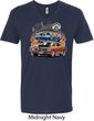 Mens Dodge Blue and Orange Super Bee V-neck