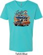 Mens Dodge Blue and Orange Super Bee V-neck