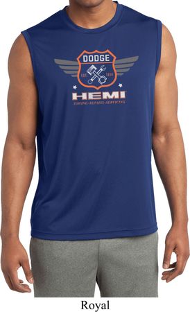 Mens Dodge Garage Hemi Sleeveless Moisture Wicking Shirt