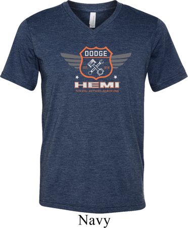 Mens Dodge Garage Hemi Tri Blend V-neck Shirt